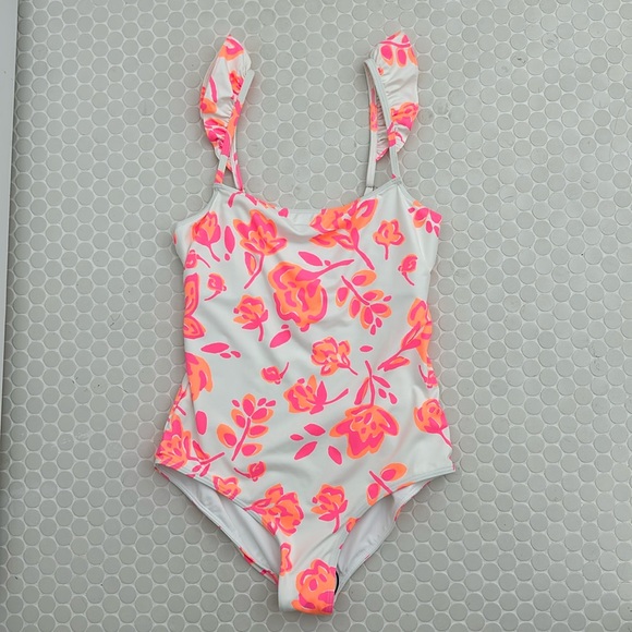 Vineyard Vines Swim Vineyard Vines Ruffle Strap Pink Orange Floral